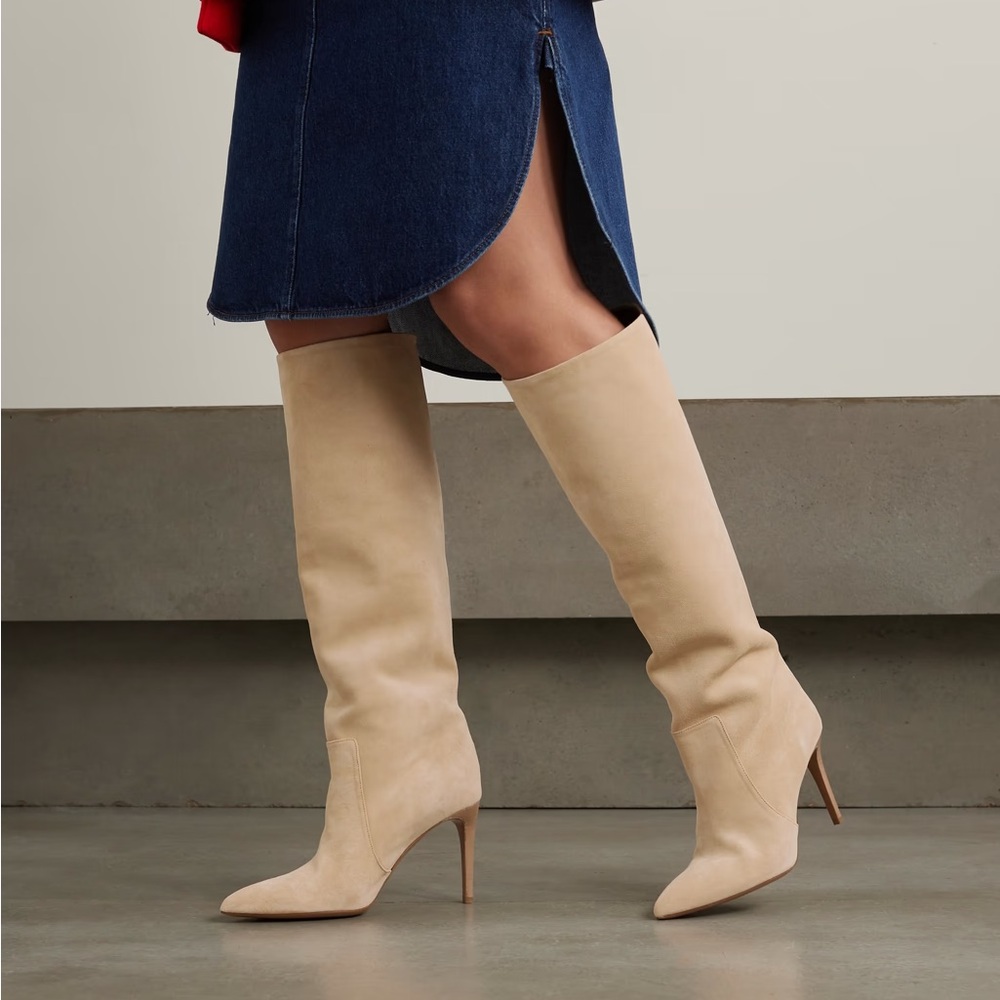 Paris Texas Angora Calf Suede Stiletto Tall Boots. NIB. Size 10